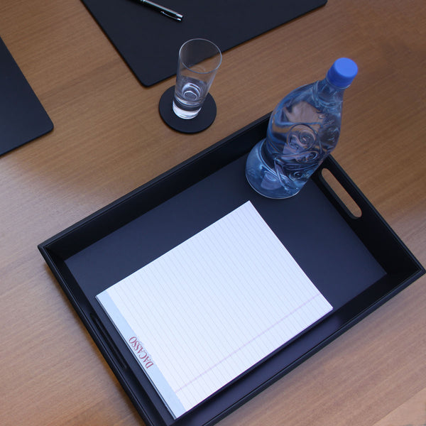 Dacasso Black Leatherette Serving Tray With Handles