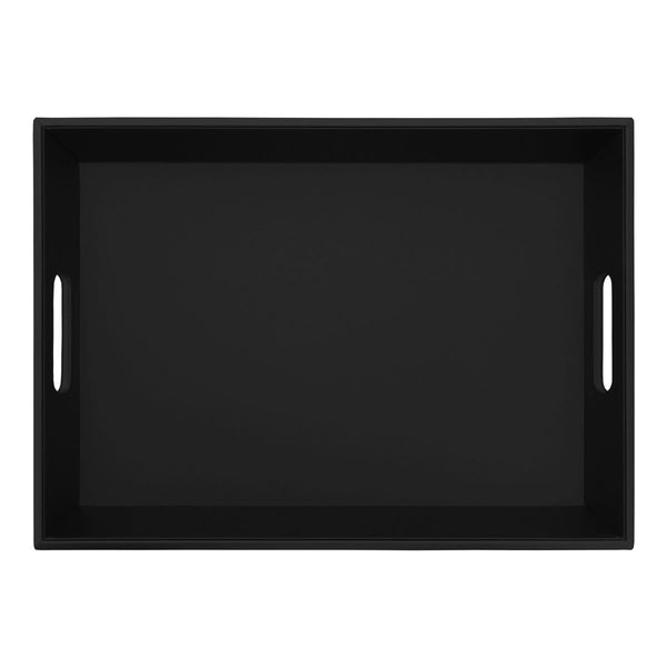 dacasso Black Leatherette Serving Tray with Handles