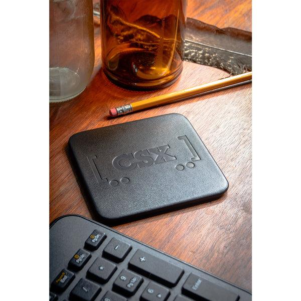 Dacasso Black Leatherette Square Coaster For Glass Tabletop