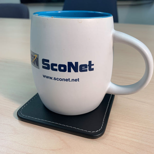 Dacasso Black Leatherette Square Coaster W/ White Stitching