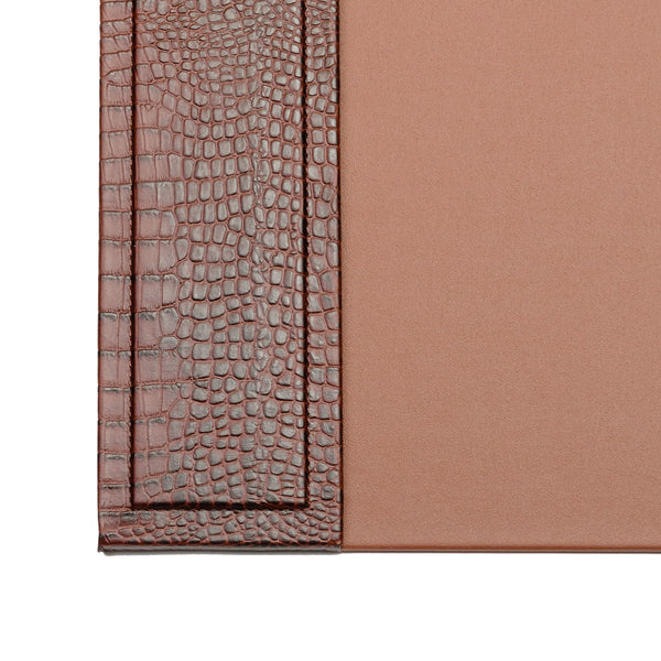 Dacasso Brown Crocodile Embossed 25.5" X 17.25" Side-Rail Desk Pad