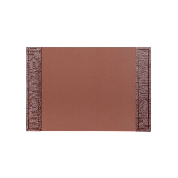 dacasso Brown Crocodile Embossed 25.5" x 17.25" Side-Rail Desk Pad