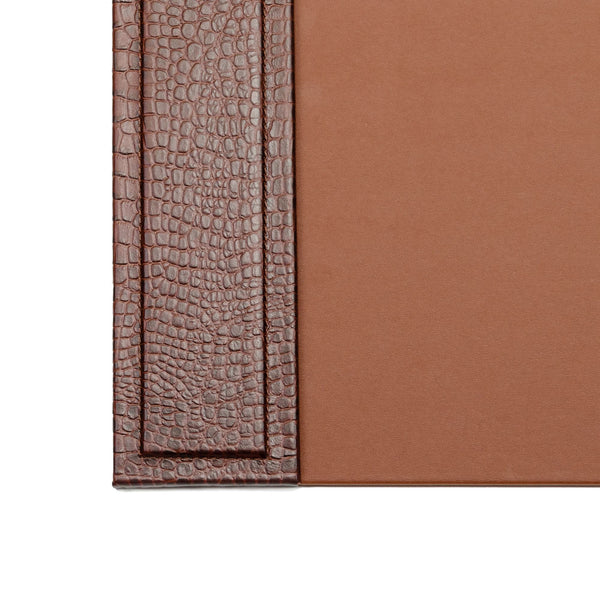 Dacasso Brown Crocodile Embossed 34" X 20" Side-Rail Desk Pad