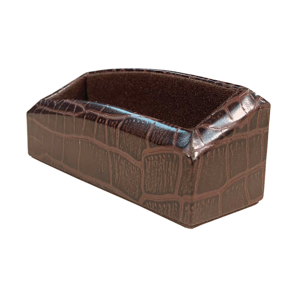 Dacasso Brown Crocodile Embossed Business Card Holder