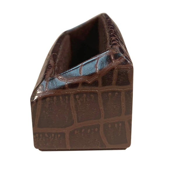 Dacasso Brown Crocodile Embossed Business Card Holder