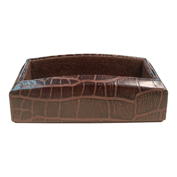 Dacasso Brown Crocodile Embossed Business Card Holder