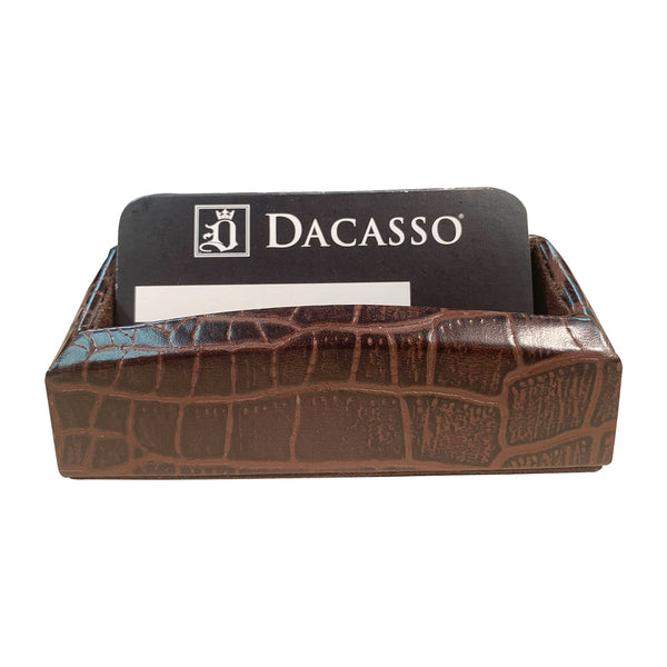 dacasso Brown Crocodile Embossed Business Card Holder