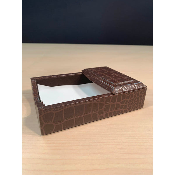 Dacasso Brown Crocodile Embossed Leather 10-Piece Desk Set