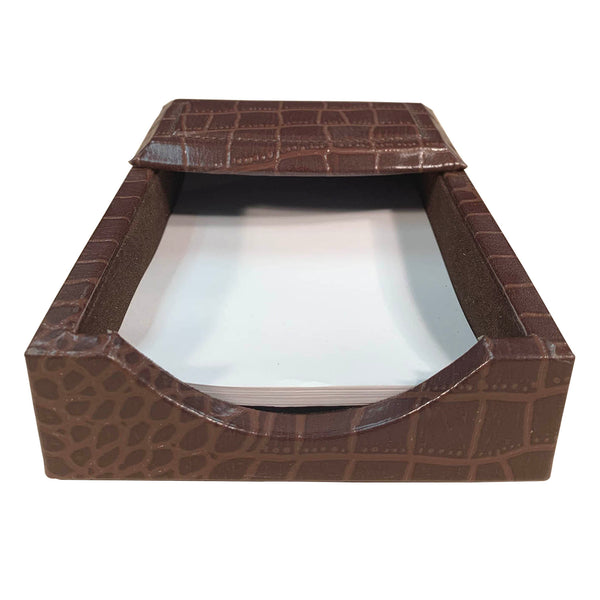 Dacasso Brown Crocodile Embossed Leather 4" X 6" Memo Holder