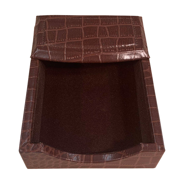 Dacasso Brown Crocodile Embossed Leather 4" X 6" Memo Holder