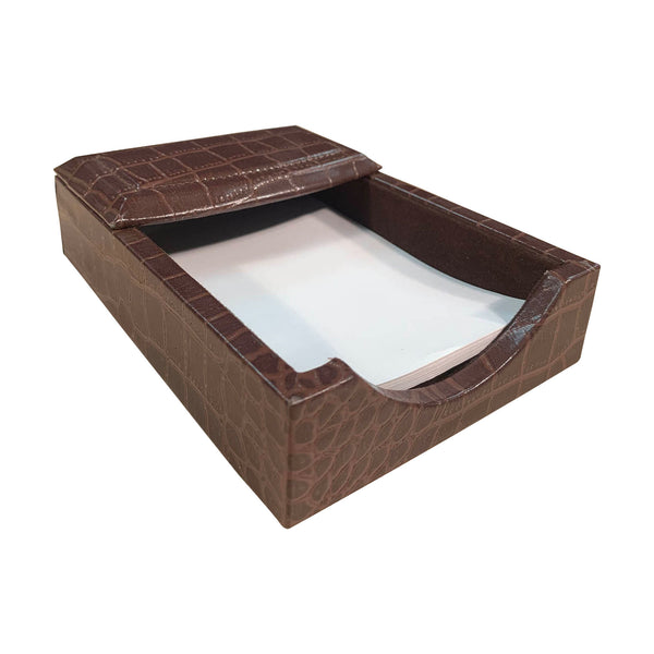 dacasso Brown Crocodile Embossed Leather 4" x 6" Memo Holder