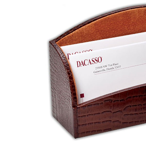 Dacasso Brown Crocodile Embossed Leather Letter Holder