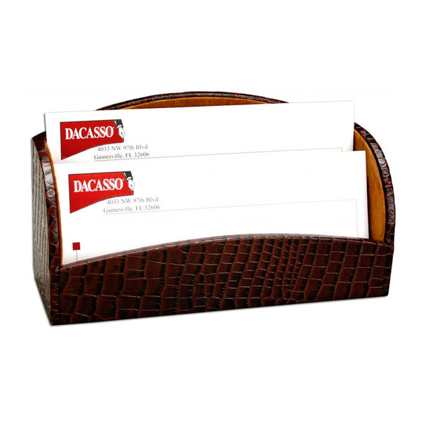 dacasso Brown Crocodile Embossed Leather Letter Holder