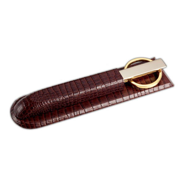 dacasso Brown Crocodile Embossed Leather Library Set