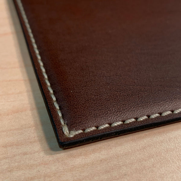 Dacasso Brown Leatherette Low Profile Square Coaster W/ White Stitching