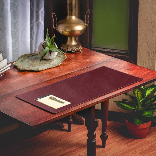 Dacasso Burgundy Bonded Leather 32" X 15" No Core Rollable Desk Mat/Pad