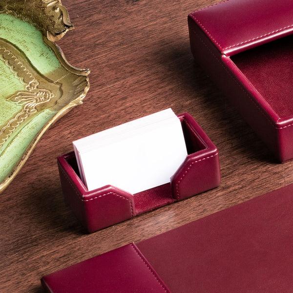 Dacasso Burgundy Bonded Leather Business Card Holder
