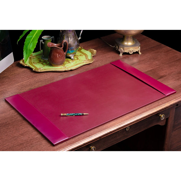 Dacasso Burgundy Bonded Leather Desk Pad W/ 2025 Calendar Insert 30 X 18