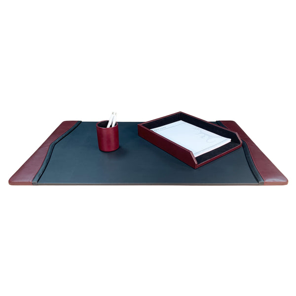 Dacasso Burgundy Contemporary Leather 3-Piece Desk Set