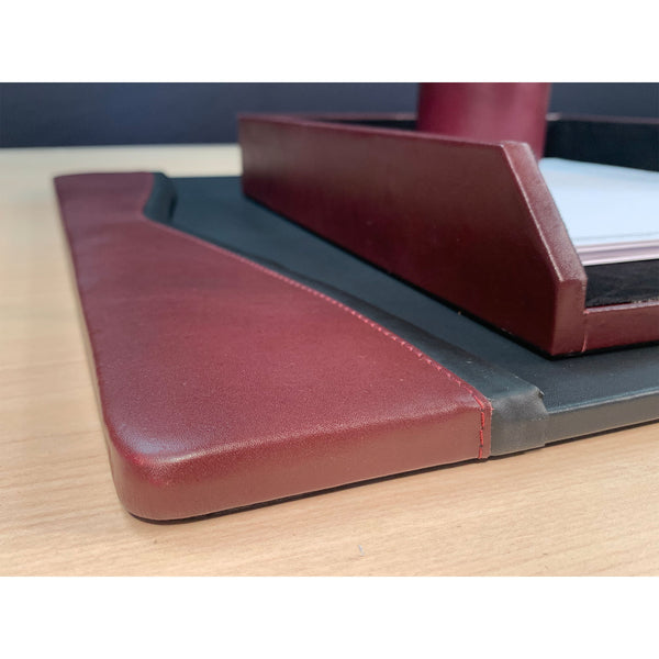 Dacasso Burgundy Contemporary Leather 3-Piece Desk Set