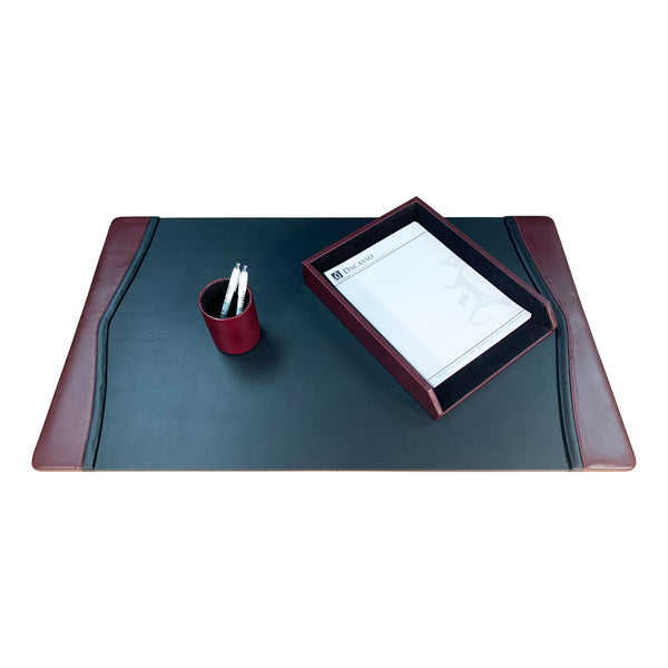 dacasso Burgundy Contemporary Leather 3-Piece Desk Set