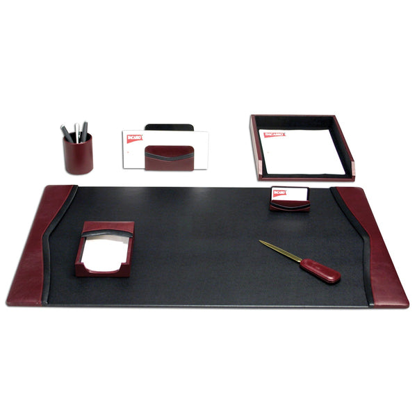 dacasso Burgundy Contemporary Leather 7-Piece Desk Set