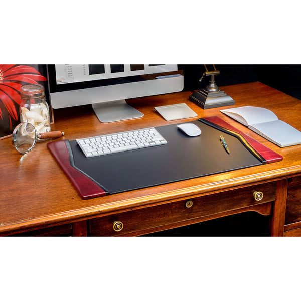 Dacasso Burgundy Leather 25.5" X 17.25" Side-Rail Desk Pad