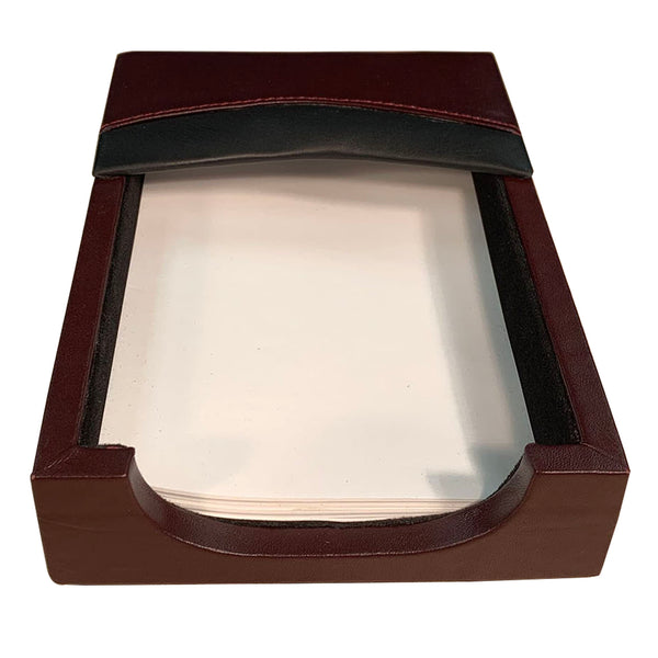 Dacasso Burgundy Leather With Black Trim Memo Holder