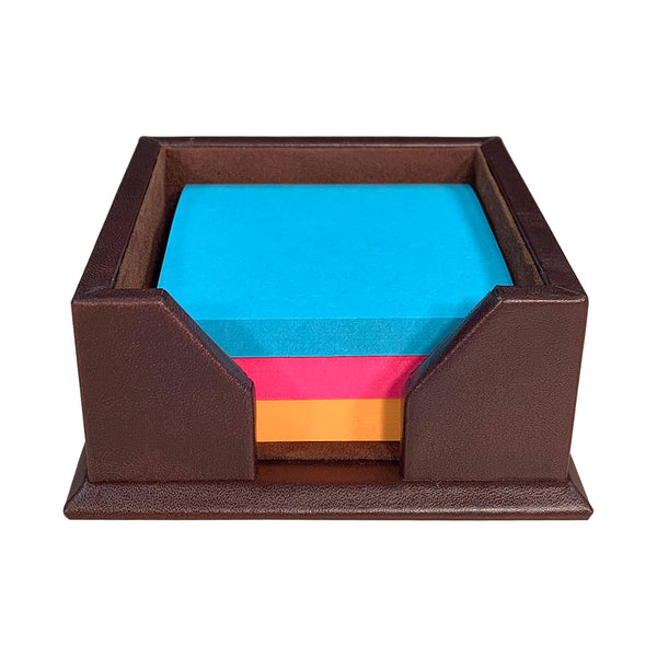 dacasso Chocolate Brown Leather 3" x 3" Sticky Note Holder