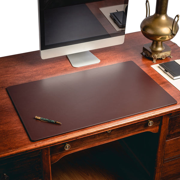 Dacasso Chocolate Brown Leather 34" X 20" Desk Mat Without Rails