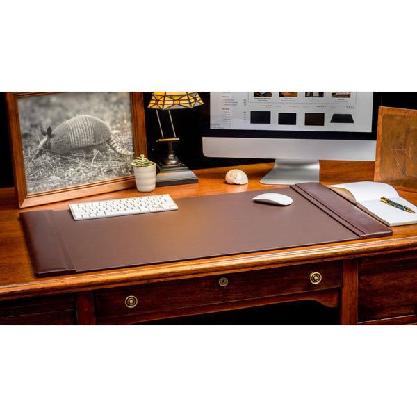 Dacasso Chocolate Brown Leather 34" X 20" Side-Rail Desk Pad