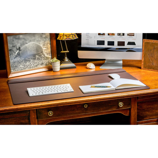 Dacasso Chocolate Brown Leather 34" X 20" Top-Rail Desk Pad