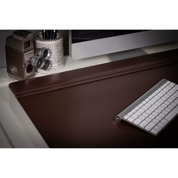 Dacasso Chocolate Brown Leather 38" X 24" Top-Rail Desk Pad