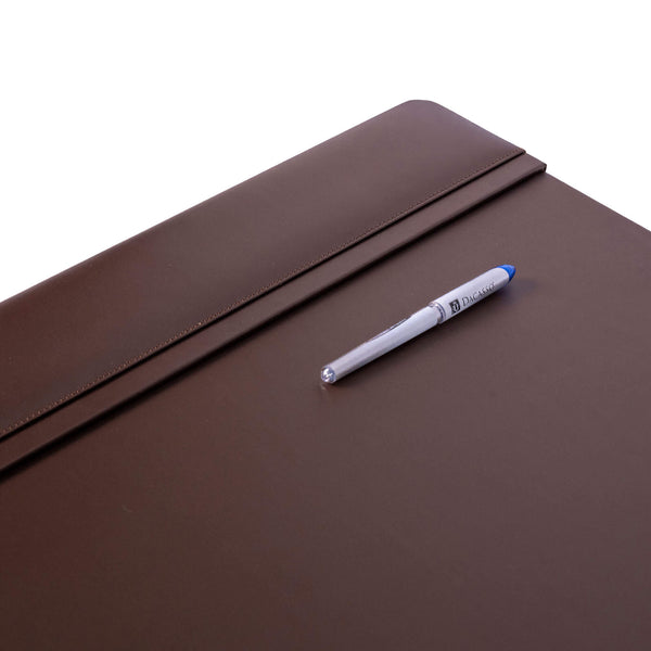 Dacasso Chocolate Brown Leather 38" X 24" Top-Rail Desk Pad