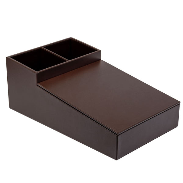 dacasso Chocolate Brown Leather Coffee Condiment Organizer