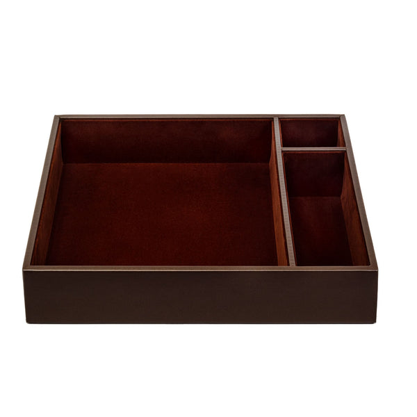 Dacasso Chocolate Brown Leather Conference Room Organizer Tray