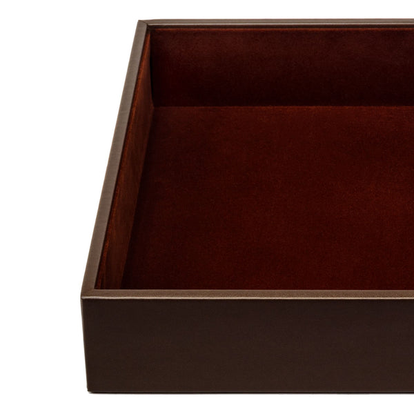 Dacasso Chocolate Brown Leather Conference Room Organizer Tray