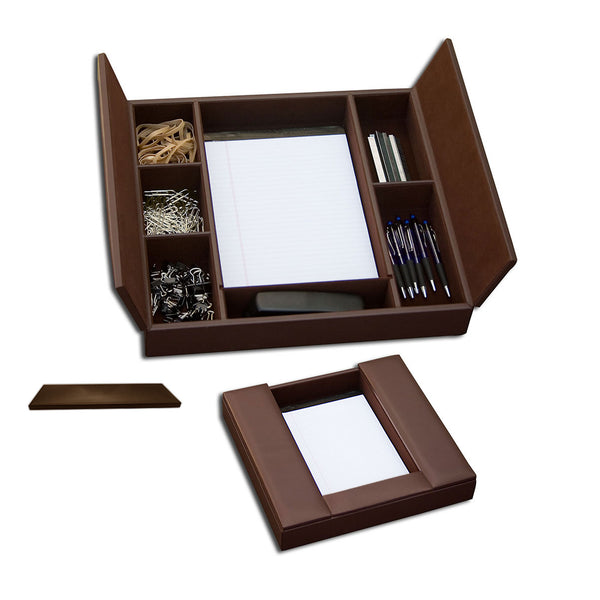 dacasso Chocolate Brown Leather Conference Room Organizer