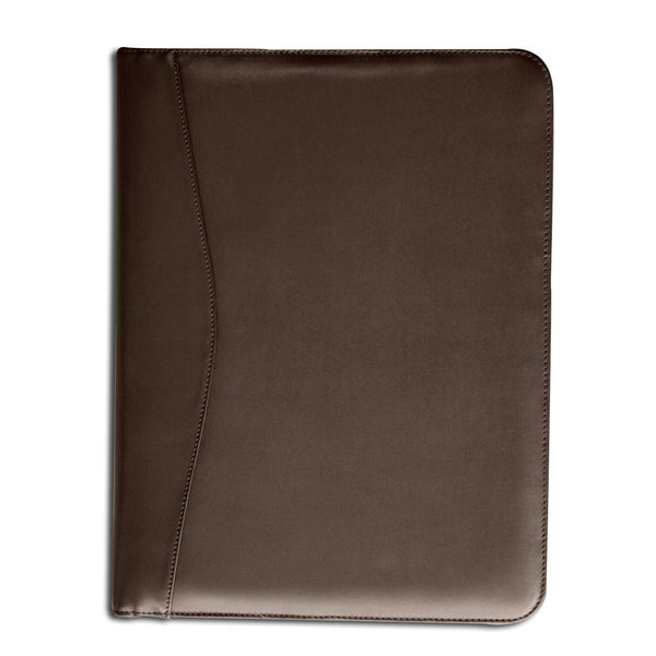 Dacasso Chocolate Brown Leather Deluxe Letter-Size Zip-Around Portfolio