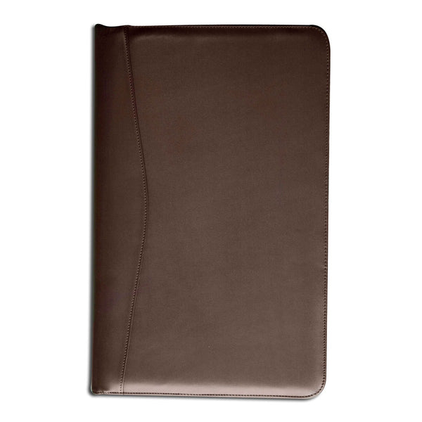 Dacasso Chocolate Brown Leather Deluxe Zip-Around Portfolio - Legal Size