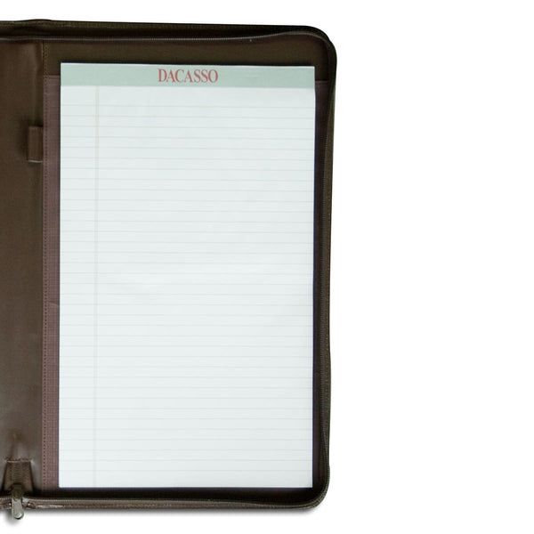 Dacasso Chocolate Brown Leather Deluxe Zip-Around Portfolio - Legal Size