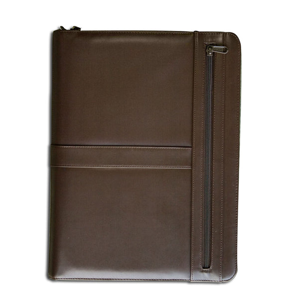 Dacasso Chocolate Brown Leather Enhanced Zip-Around Portfolio