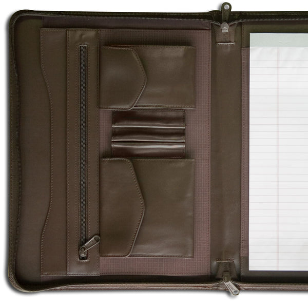 Dacasso Chocolate Brown Leather Enhanced Zip-Around Portfolio