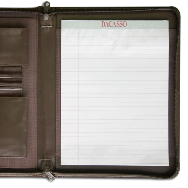 Dacasso Chocolate Brown Leather Enhanced Zip-Around Portfolio