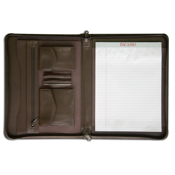 dacasso Chocolate Brown Leather Enhanced Zip-Around Portfolio