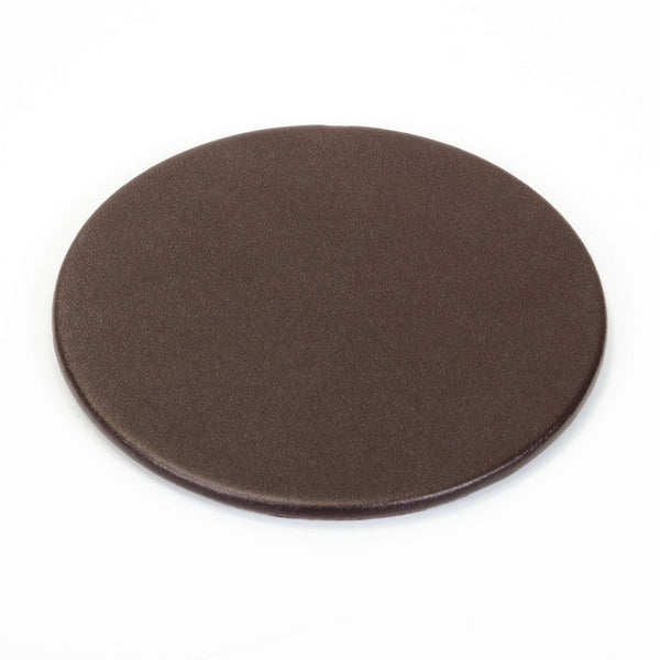 Dacasso Chocolate Brown Leatherette 10 Round Coaster Set W/ Holder