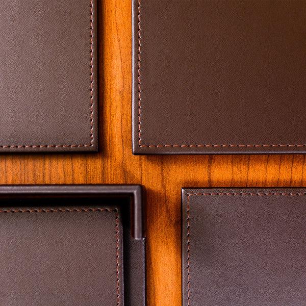 Dacasso Chocolate Brown Leatherette 17" X 14" Conference Table Pad W/ Brown Tone-on-Tone Stitching