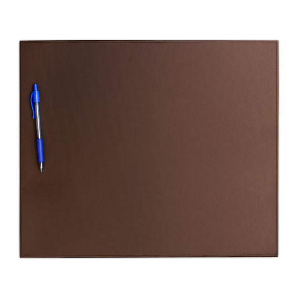 dacasso Chocolate Brown Leatherette 17" x 14" Conference Table Pad w/ Brown Tone-on-Tone Stitching