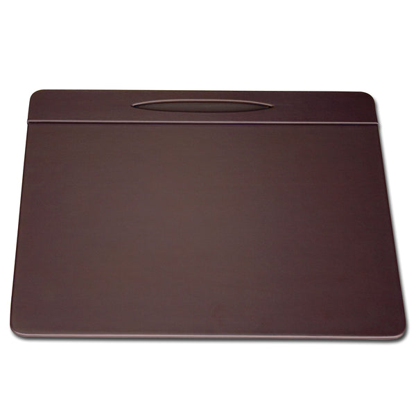 dacasso Chocolate Brown Leatherette 17" x 14" Top-Rail Conference Pad with Pen Well