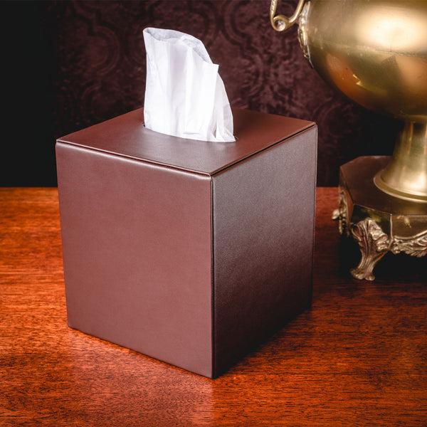 Dacasso Chocolate Brown Leatherette Tissue Box Cover